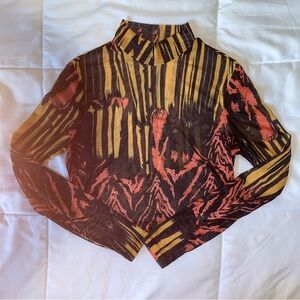 Power Mesh Mock Neck Crop Top